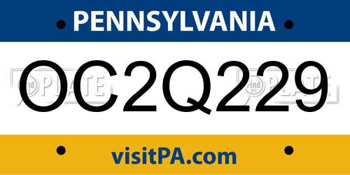 OC2Q229 Pennsylvania License Plate