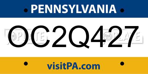 OC2Q427 Pennsylvania License Plate
