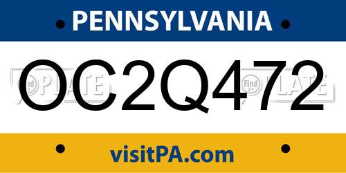 OC2Q472 Pennsylvania License Plate