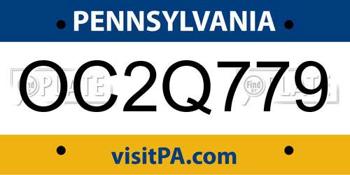 OC2Q779 Pennsylvania License Plate