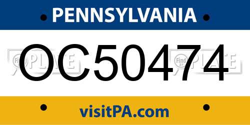OC50474 Pennsylvania License Plate
