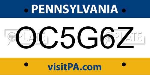 OC5G6Z Pennsylvania License Plate