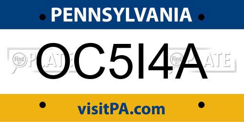 OC5I4A Pennsylvania License Plate