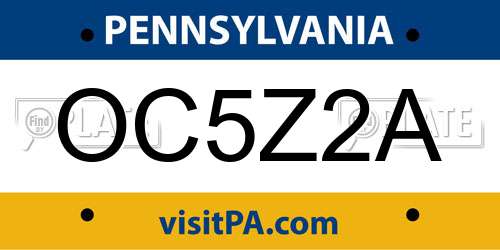 OC5Z2A Pennsylvania License Plate