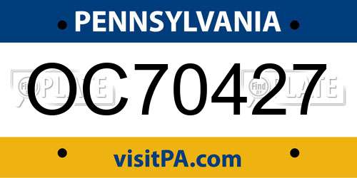 OC70427 Pennsylvania License Plate