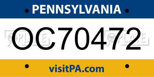 OC70472 Pennsylvania License Plate