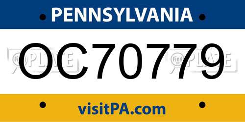 OC70779 Pennsylvania License Plate