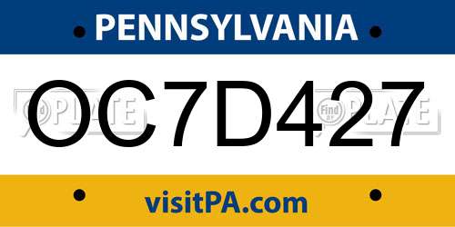 OC7D427 Pennsylvania License Plate