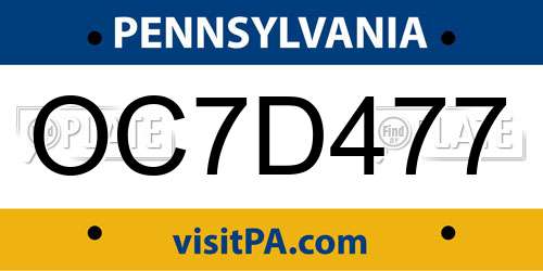 OC7D477 Pennsylvania License Plate