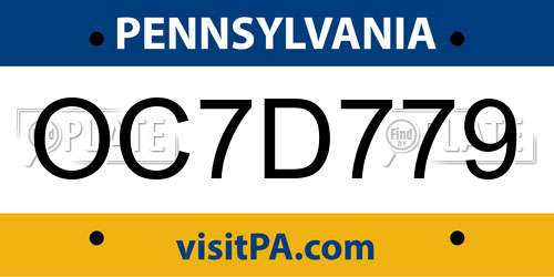 OC7D779 Pennsylvania License Plate