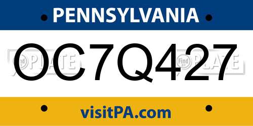 OC7Q427 Pennsylvania License Plate