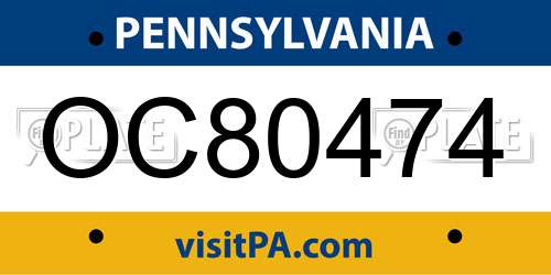 OC80474 Pennsylvania License Plate