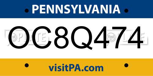 OC8Q474 Pennsylvania License Plate