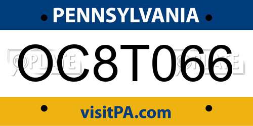 OC8T066 Pennsylvania License Plate