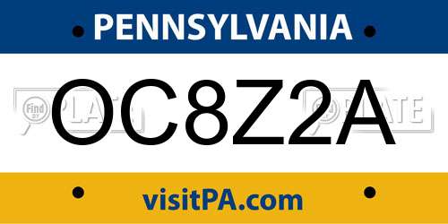 OC8Z2A Pennsylvania License Plate
