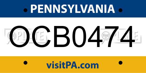 OCB0474 Pennsylvania License Plate