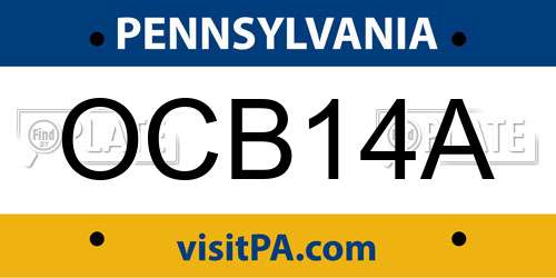 OCB14A Pennsylvania License Plate