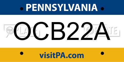 OCB22A Pennsylvania License Plate