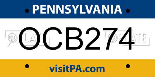 OCB274 Pennsylvania License Plate