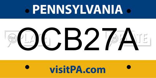 OCB27A Pennsylvania License Plate