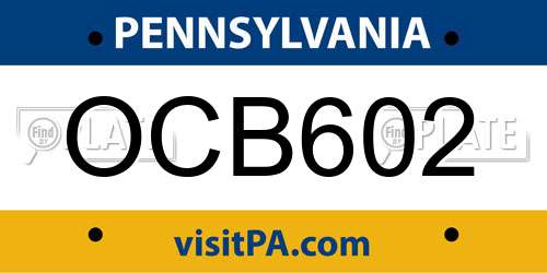 OCB602 Pennsylvania License Plate