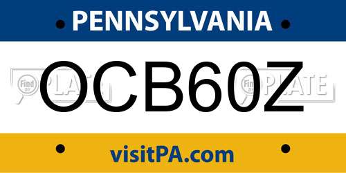 OCB60Z Pennsylvania License Plate