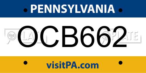 OCB662 Pennsylvania License Plate