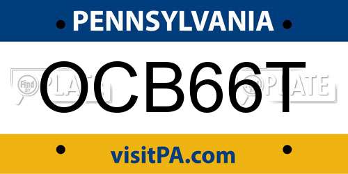 OCB66T Pennsylvania License Plate