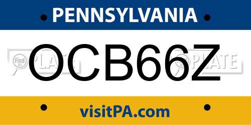 OCB66Z Pennsylvania License Plate