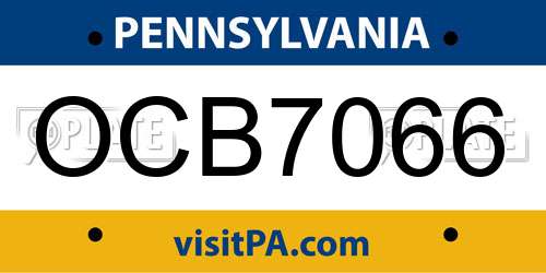 OCB7066 Pennsylvania License Plate