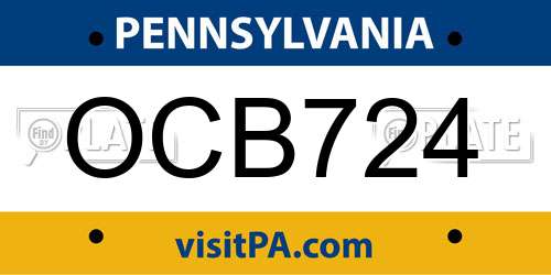 OCB724 Pennsylvania License Plate