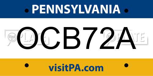 OCB72A Pennsylvania License Plate