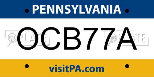OCB77A Pennsylvania License Plate