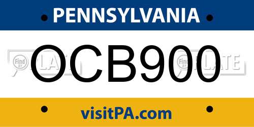 OCB900 Pennsylvania License Plate