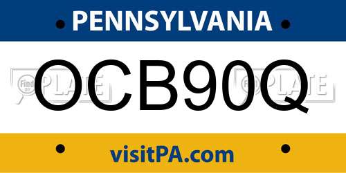 OCB90Q Pennsylvania License Plate