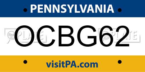 OCBG62 Pennsylvania License Plate