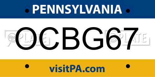 OCBG67 Pennsylvania License Plate