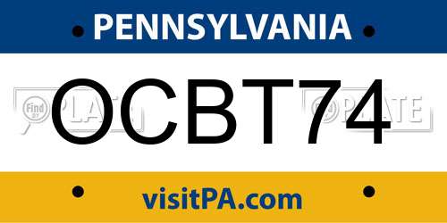 OCBT74 Pennsylvania License Plate