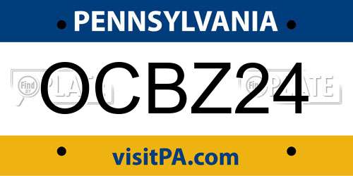 OCBZ24 Pennsylvania License Plate