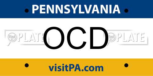 OCD Pennsylvania License Plate