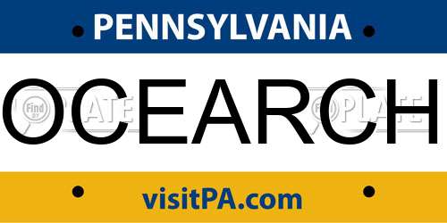 OCEARCH Pennsylvania License Plate