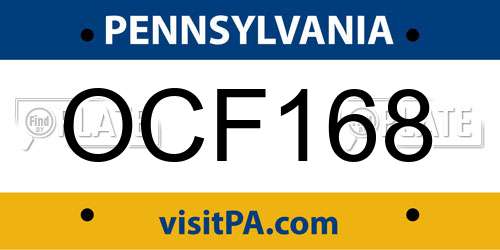 OCF168 Pennsylvania License Plate