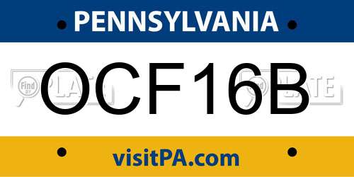 OCF16B Pennsylvania License Plate