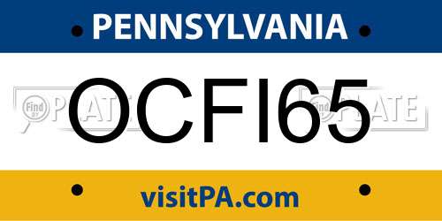 OCFI65 Pennsylvania License Plate
