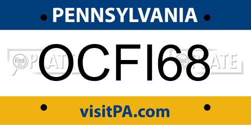 OCFI68 Pennsylvania License Plate