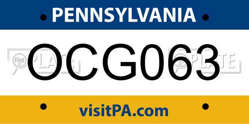 OCG063 Pennsylvania License Plate