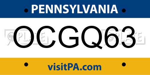 OCGQ63 Pennsylvania License Plate