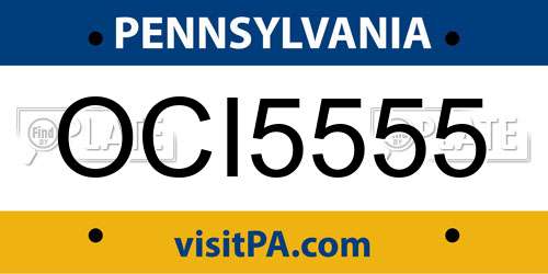 OCI5555 Pennsylvania License Plate
