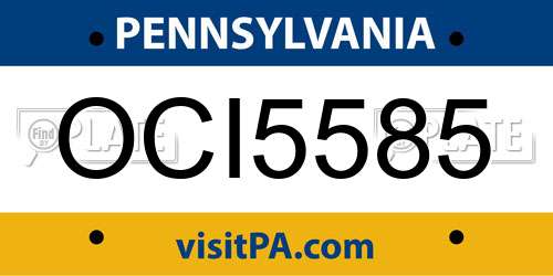 OCI5585 Pennsylvania License Plate