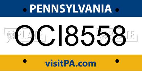 OCI8558 Pennsylvania License Plate
